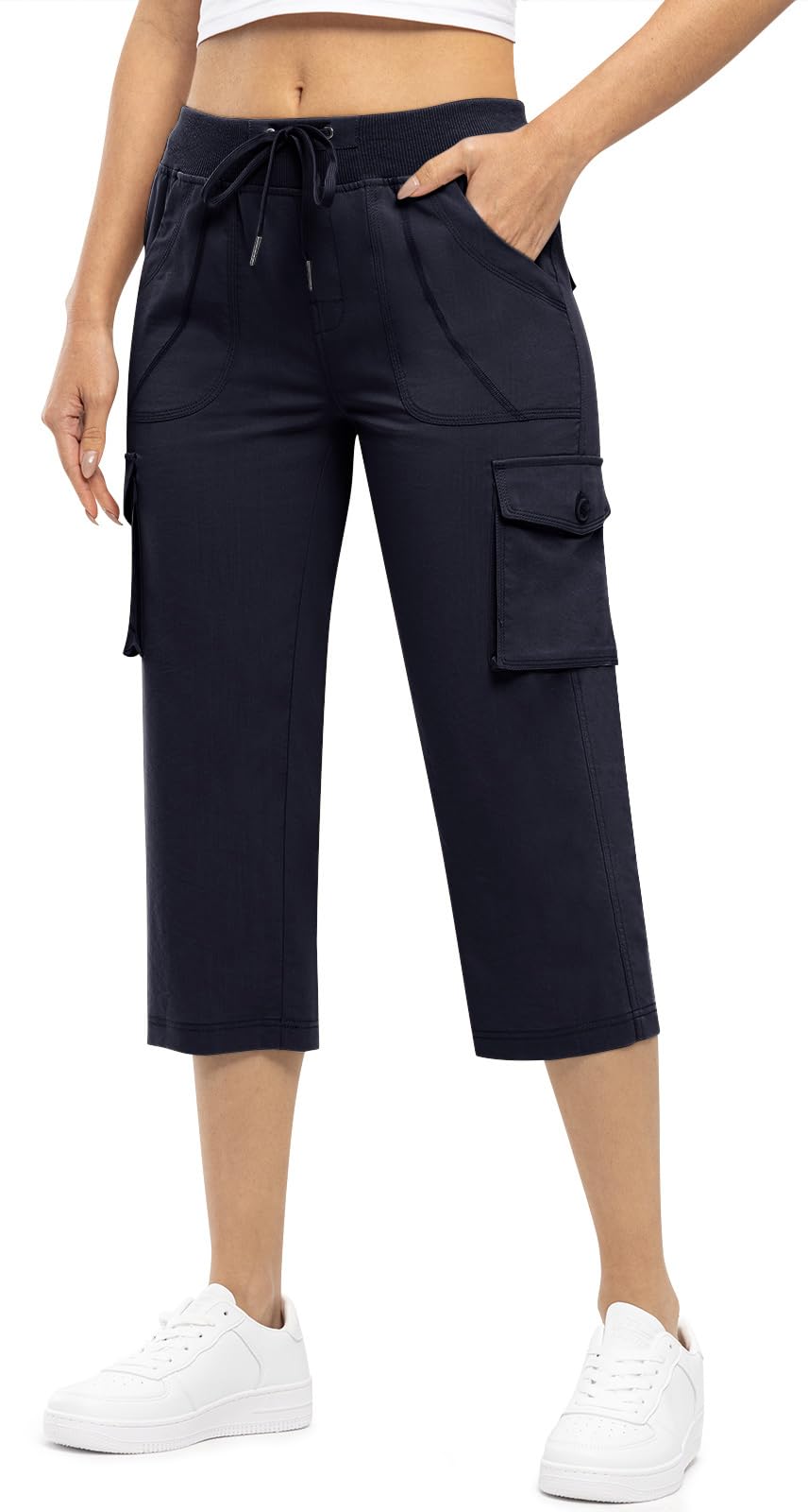 Rdruko Womens Cargo Capris Lightweight Quick Dry Hiking Travel Summer Casual Pants with Pockets