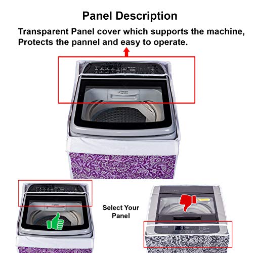 Image of Classic Top Load Washing Machine Cover Suitable for IFB Back Panel 7 Kg, 7.5 Kg, 8 Kg, 8.5 Kg, 9 Kg (60cmsX60cmsX90cms, Purple Flower)