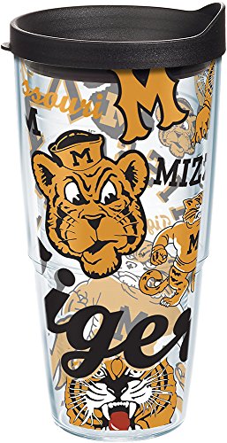 Tervis Missouri Tigers All Over Insulated Tumbler with Wrap and Black Lid, 24oz, Clear