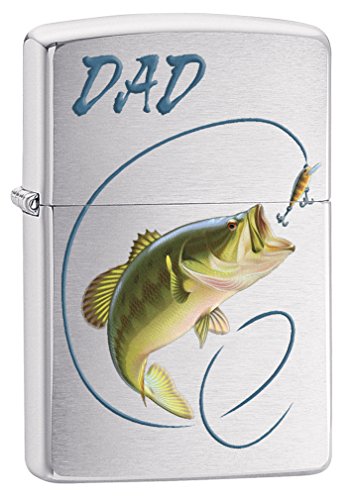 Encendedor Zippo Dad Bass Fishing Brushed Chrome miniatura 1