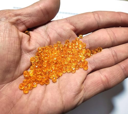 Image of GoSetGet! 4mm Rondelle /Tire (1000 Pcs) Mango Yellow Crystal Macrame Plastic Beads for Arts, Crafts & Decoratives-High Sparkle Cutting Crystal Beads for Macrame, Jhula, Torana, Jhumar (MangoYellow)
