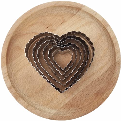 Heart Shaped Double Cut-Outs Cookie Cutter Set Of 6 Pcs, Stainless Steel Crinkly And Straight Edge Double Sides Fondant Cutters #TOP4