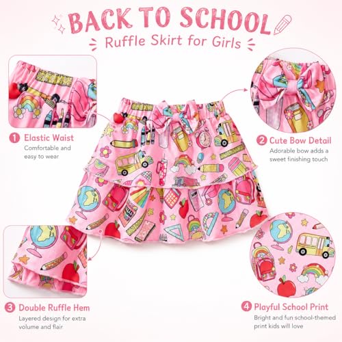 Image of Akyzic Little Girl Skirt Outfit Two Piece Spring Summer Outfit Butterfly Dress Cat Print Skirt Toddler Girl Outfit Set