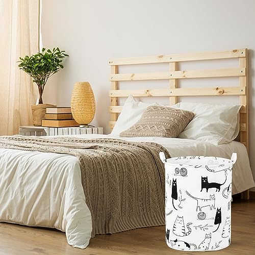 Image of Foldable Baby Laundry Basket Hamper for Nursery Girl Boy kids Clothes laundry hamper basket Portable Tall Collapsible Cute Laundry Basket Organizer, Nursery Storage Basket with Handles (Animal Cats)