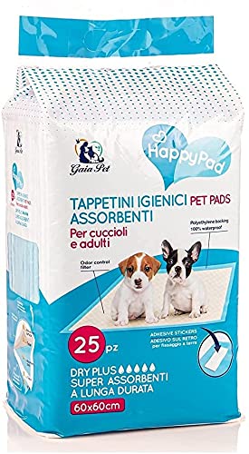 GaiaPet - Tappetini Igienici Super Assorbenti per Animali Domestici 60x60 con Adesivo - per Cani, Gatti, Anti Odore (50 Pezzi)