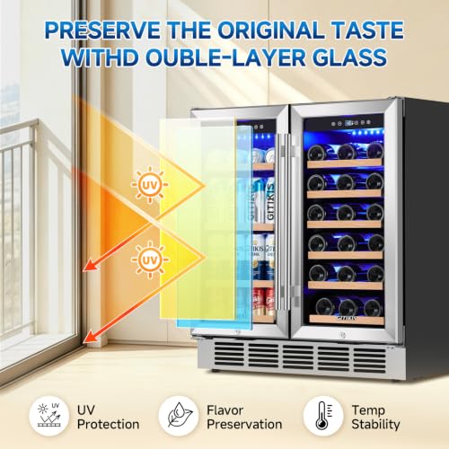 Image of 30 Inch Dual Zone Wine and Beverage Refrigerator Cooler Under Counter