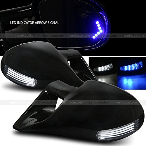 Remix Custom M3 Style LED Arrow White/Blue Manual Side Mirrors Compatible with 2006-2009 Honda Civic 2DR Coupe SI