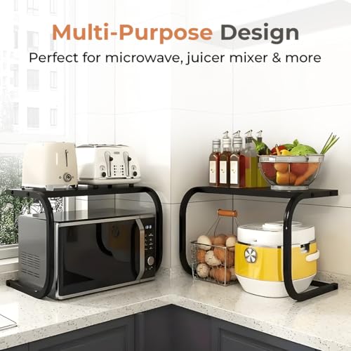 Image of HomeEssentials Multipurpose Microwave Stand - Space-Saving Kitchen Rack for OTG, Oven, Mixer & More | Durable, Rust-Resistant Countertop Storage Organizer for Home & Kitchen