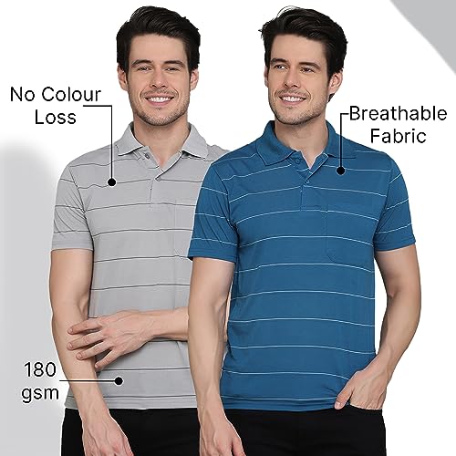 Image of INKKR Striped Polo Neck T-Shirt Dora Combo