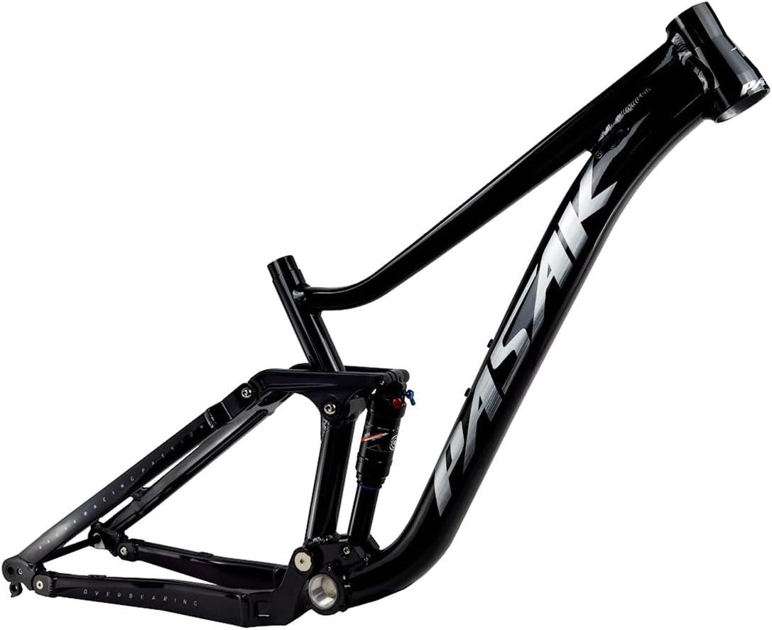 Full Suspension Mountain Bike Frame 27.5er 29er Aluminium Alloy Disc Brake Bike Frame 16" DH/AM Softtail Frame 12 * 148mm Thru Axle Boost Frame with Shock Absorber(Black A)