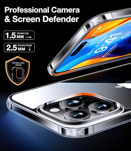 Image of TORRAS Diamond Clear Designed for iPhone 14 Pro Max Case, [10FT Military Grade Drop Tested] [Non-Yellowing] Shockproof Protective Hard Back Slim Clear Case for iPhone 14 Pro Max, 6.7 Inch, Clear