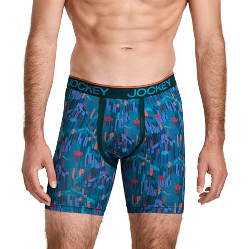 Jockey Men's Underwear Chafe Proof Pouch Microfiber 6" Boxer Brief - 3 Pack, Future Dusk/Edgelands/Ocean Sky, M2