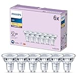 PHILIPS LED Classic Spot Light Bulb 6 Pack [Warm White 2700K - GU10] 50W, Non Dimmable. for Home Indoor Lighting, Value Range, Value Warm White