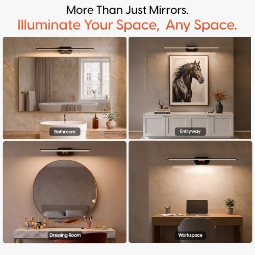 Image of Murphy 12W 3-in-1 Color Chnaging Black Rose Gold Finish LED Mirror Picture Wall Light,Bathroom Vanity Led Mirror Light with 2 Year Warranty (Cool White /Warm White /Natural White)-Pack of 1
