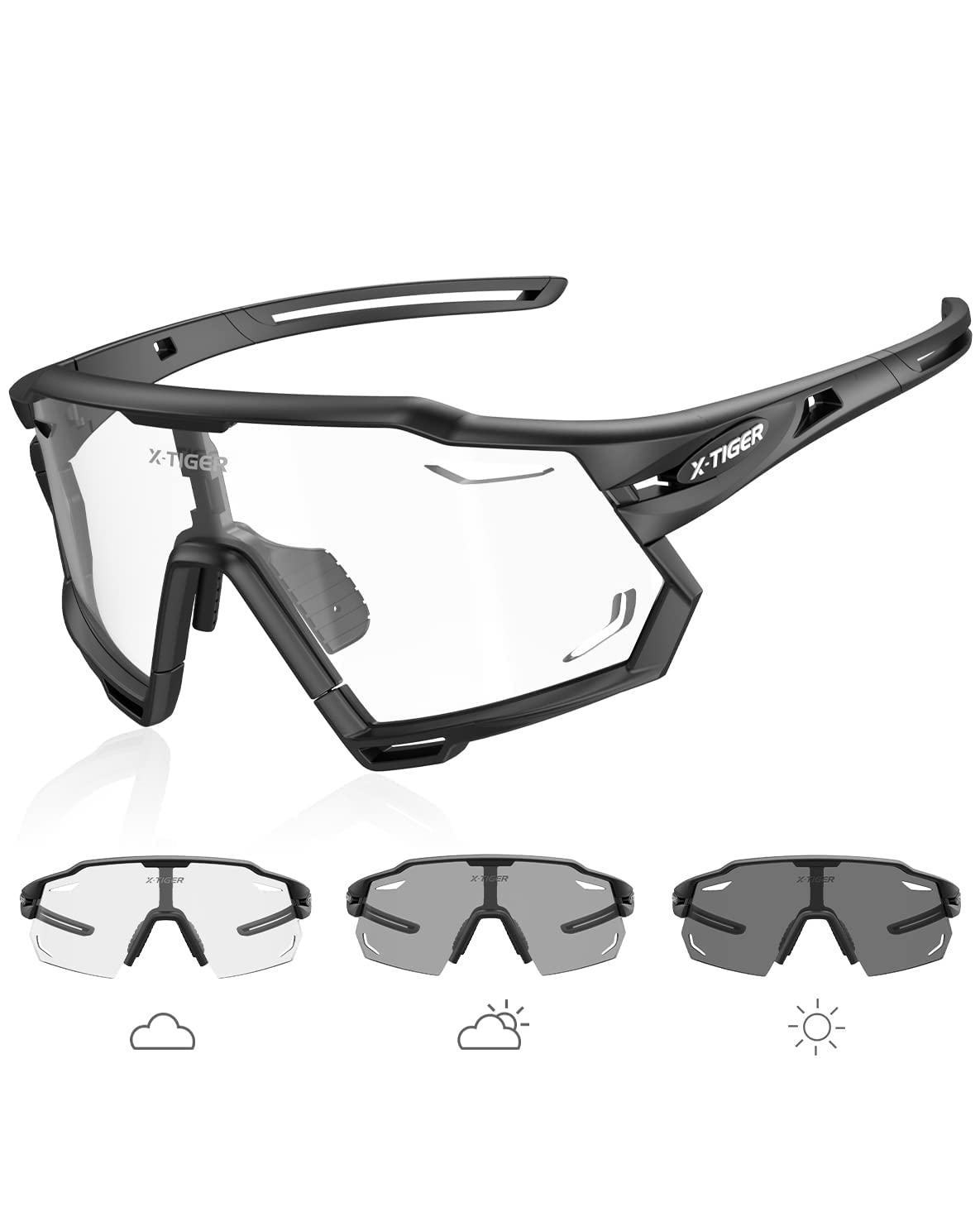 X-TIGER Gafas Ciclismo Fotocromáticas Con TR90 Gafas de Sol Deportivas Mujeres Hombres Con MTB Running