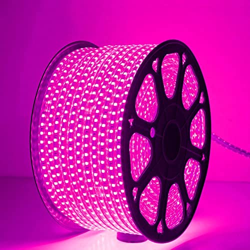 Image of DOJI 2835 SMD LED Strip Rope Light Waterproof Outdoor Flexible Light with Connector for Diwali, Christmas, Indoor and Outdoor Decoration. (4 Meter, Pink)