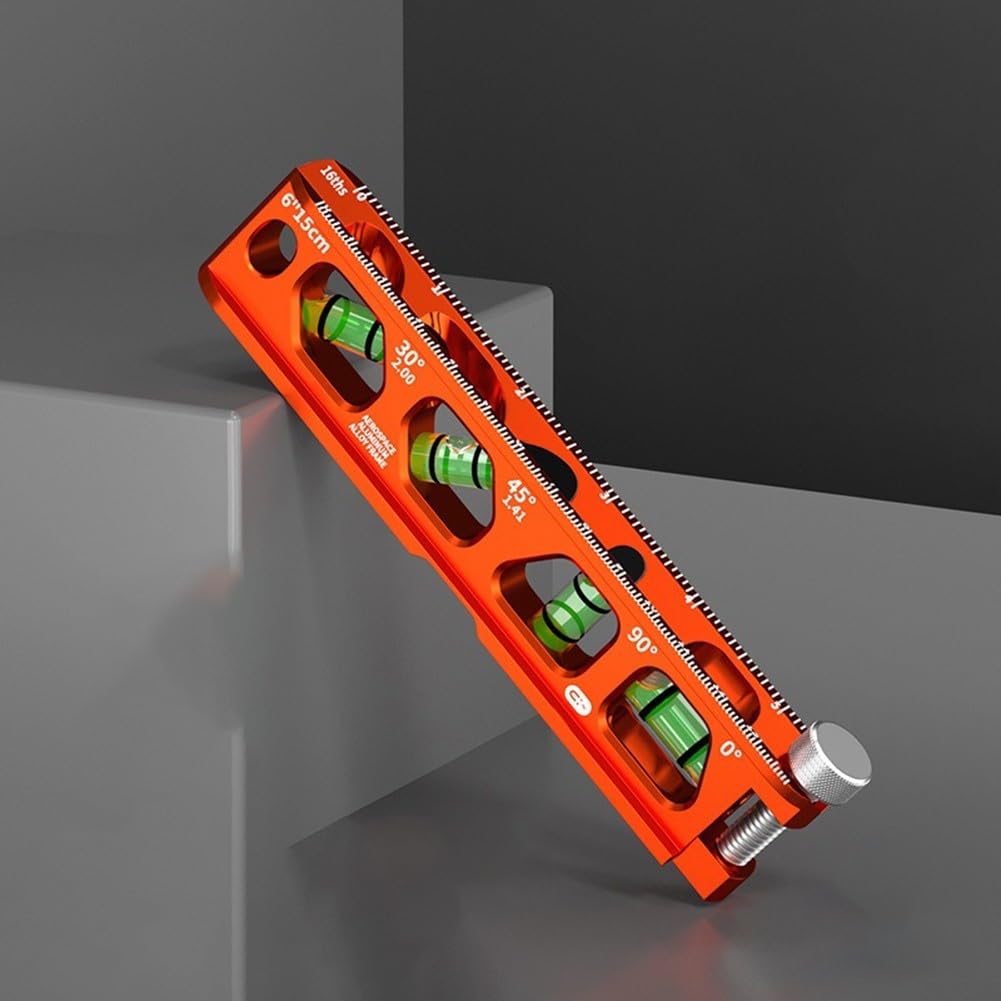 6 pulgadas para mini nivel, alto para nivel de torpedo con escala magnética de ranura en V para tuberías y metalurgia (naranja)