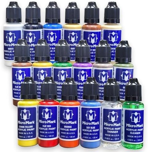 Micro-Mark Basic Color Model Paint Set – Versatile Acrylic Paints for Models, Miniatures, Crafters. Great for Figures, Crafts, Rock Painting, Canvas & More.