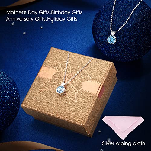 Necklaces for Women S925 Sterling Silver Necklace Crystal Pendant Delicate Choker Valentine's Day Birthday Jewelry Gift for Women Sister Wife Girlfriend Her (blue) - Image 6