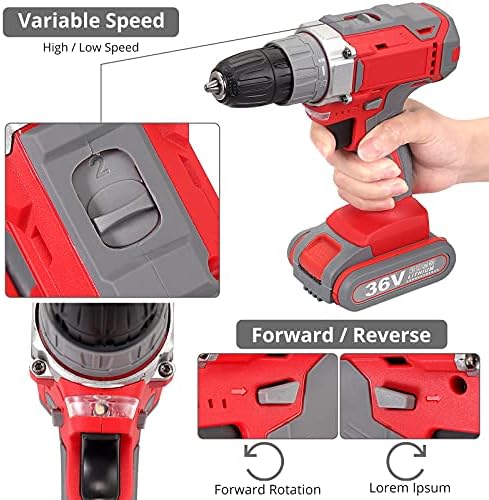 Proster 21V Cordless Hammer Drill Home Tool Kit Box with Rechargeable Batteries Electric Screwdrivers Household Tool Kit with Socket Wrench Screwdrivers Pliers for Family Repair DIY