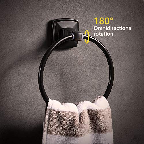 Luckup Bathroom Hardware Set Oil Rubbed Bronze Bath Accessories Wall Mounted Square Towel Bar Set Sus304 Stainless Steel, 8 Piece #TOP5