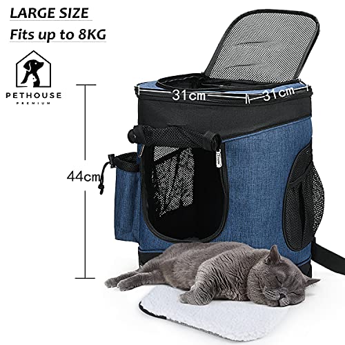 Kato Tirrinia Haustier Hund Träger Rucksack, Haustier Tragetasche mit Mesh für mittelgroße Hunde Katzen, 1.5lbs Welpen Träger tragbare Reisetasche