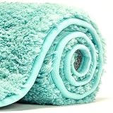 BRADDELL Aqua Bathroom Rugs Blue Bathroom Rug (20 x 32, Powder Blue) Aqua Bath Rugs for Bathroom Non...