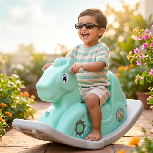 Image of Toyzone 2 in 1 Royal Horse Ride On - Green| Baby Rocker with Comfortable Seat & Back Support | Durable Child-Safe Design | Smooth Rocking Base | Indoor Play Toy | 1-4 Years