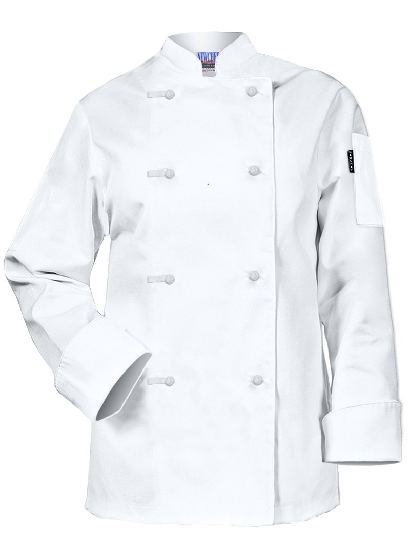 Newchef Fashion White Womens Chef Jacket Knots Button