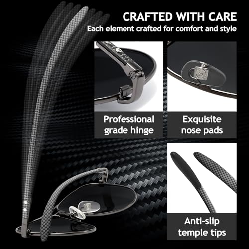 SUNGAIT Carbon Fiber Sunglasses for Men Polarized Aviator Ultralight Sun Glasses UV400 Protection4