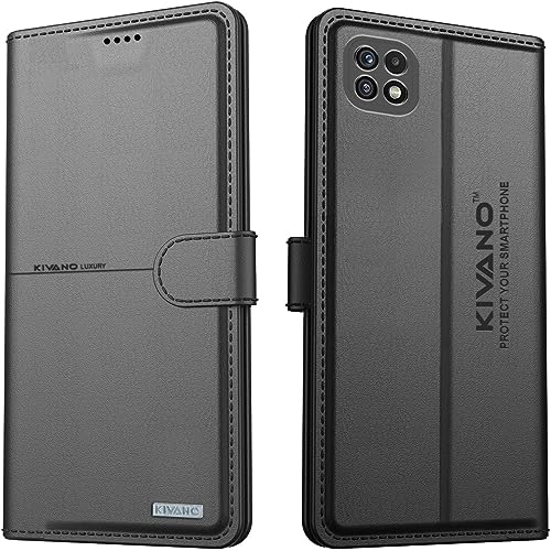 Image of KIVANO Compatible with Samsung Galaxy A22 5G Flip Cover | Leather Finish | Inside Pockets & Inbuilt Stand | Shockproof Wallet Style Magnetic Closure Back Cover Case