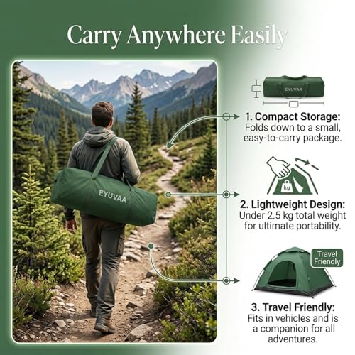 Image of EYUVAA LABEL Camping Tent Waterproof Portable Outdoor Lightweight Dome Tent with Carry Bag 6 Person