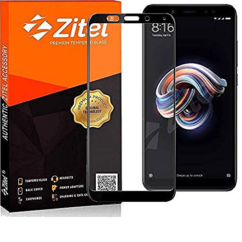 Image of zitel tempered glass screen protector for redmi note 5 pro (black) edge-to-edge full screen coverage with installation kit