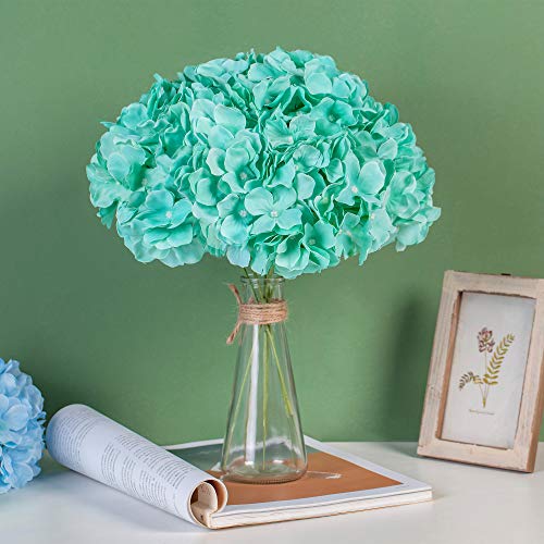 Hydrangea Silk Fake Flowers Heads With Stems, Pack Of 10 Full Artificial Flowers For Decoration Wedding Home Party Shop Baby Shower, Room Decor For Bedroom Aesthetic #TOP4