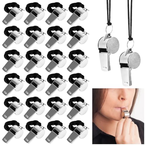 120 silbatos metálicos con cuerda para entrenador miniatura 1