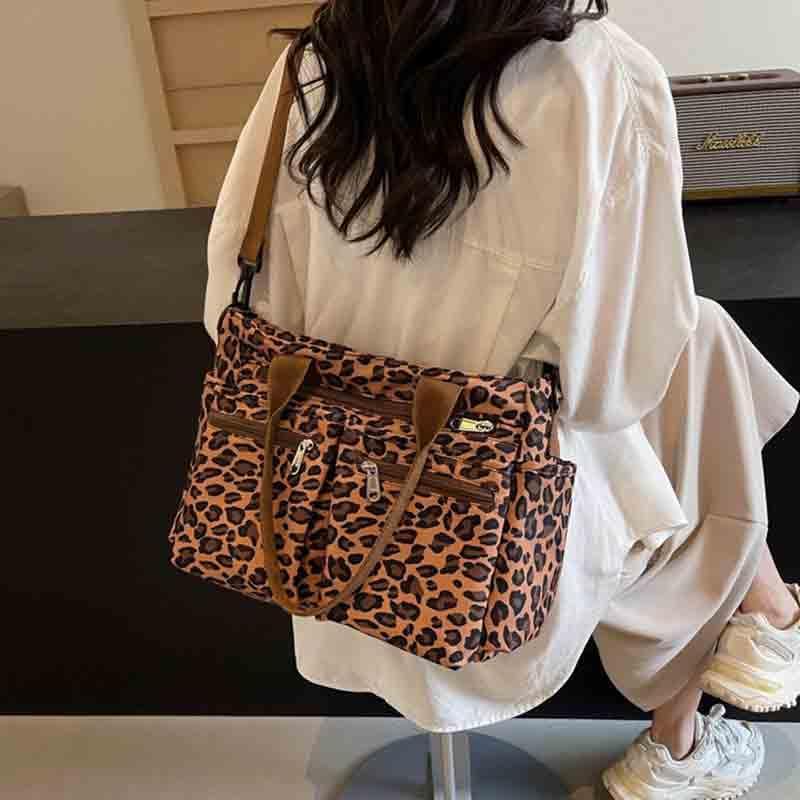 Women's large capacity leopard print tote bag, versatile single shoulder crossbody bag, casual mommy handbag - Image 2
