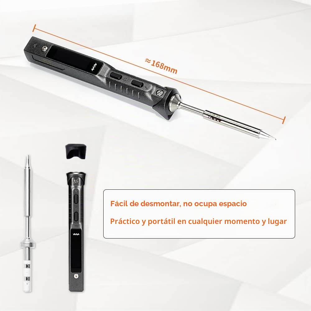 TS101 65W soldador eléctrico portátil inteligente Kit de soldador rápido de calor integrado DC 5525 Sensores de aceleración STM32, fuente de alimentación, cable de soldadura, soporte