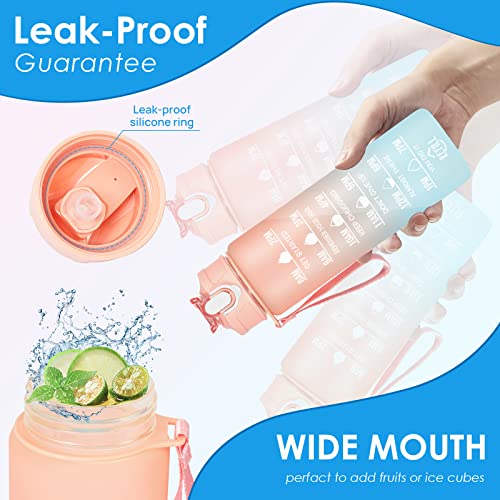 SUPPRUI Kids Water Bottle with Time Markings,700ML Motivational Water Bottles with Straw - Image 2