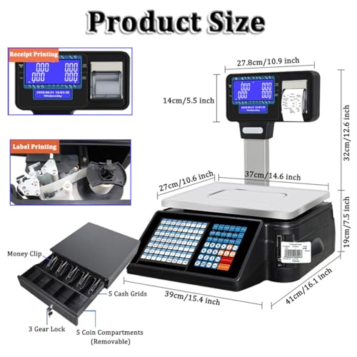 Báscula electrónica con impresora y escáner miniatura 6