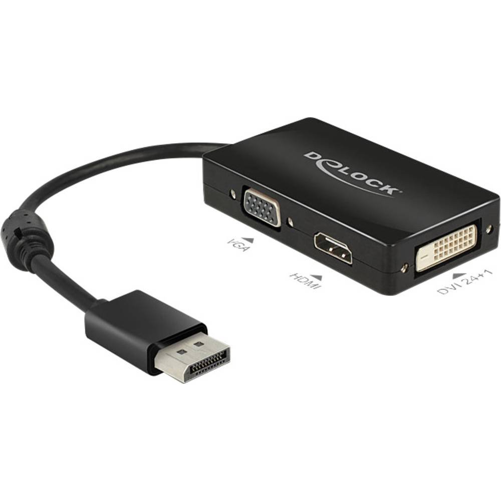 DeLOCK 62656 - Cable Adaptador DisplayPort 1.1 Macho a 1 VGA + 1 HDMI + 1 DVI 24+1, Color Negro
