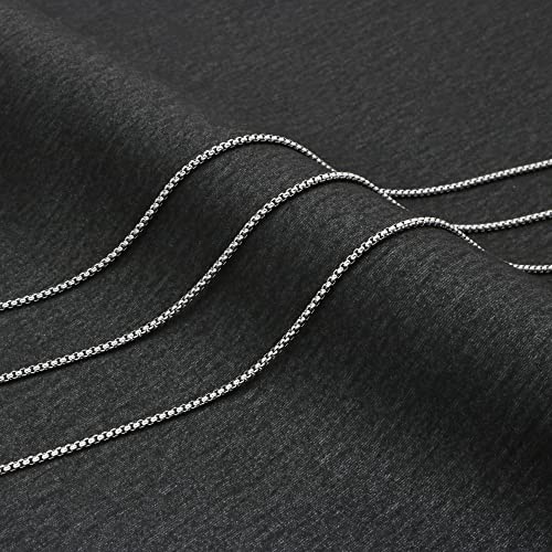 Image of JoycuFF Grandson Birthday Graduation Gifts from Grandma Grandpa GrandParents Stainless Steel Box Chain 3 MM 18 Inches Necklace for Men