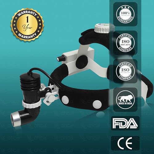 Image of OTICA 10W ENT Surgical LED Headlight High-Intensity Medical Headlamp for Doctors Hospital Dental Portable Rechargeable Headlight (Brightness, Spot Size Control + Dual Detachable Battery) - White