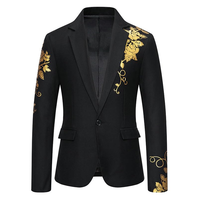 Blazer imprimé cachemire doré à coupe ajustée décontractée - 7