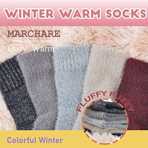 Marchare Women's Fuzzy Socks - Warm, Thick, Fluffy, Cozy Wool Socks for Women, Sizes 5-112