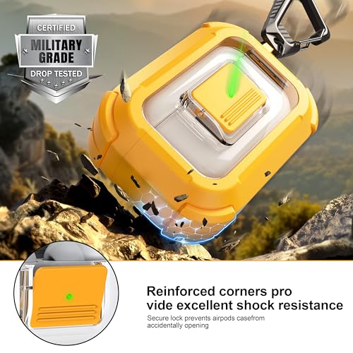 Image of RFUNGUANGO AirPods Pro 3 Case MagSafe Magnetic Automatic Lock, Yellow