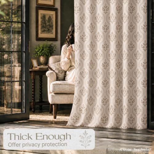  Linen Curtains with Floral for Living Room, 2 Panels - image 8