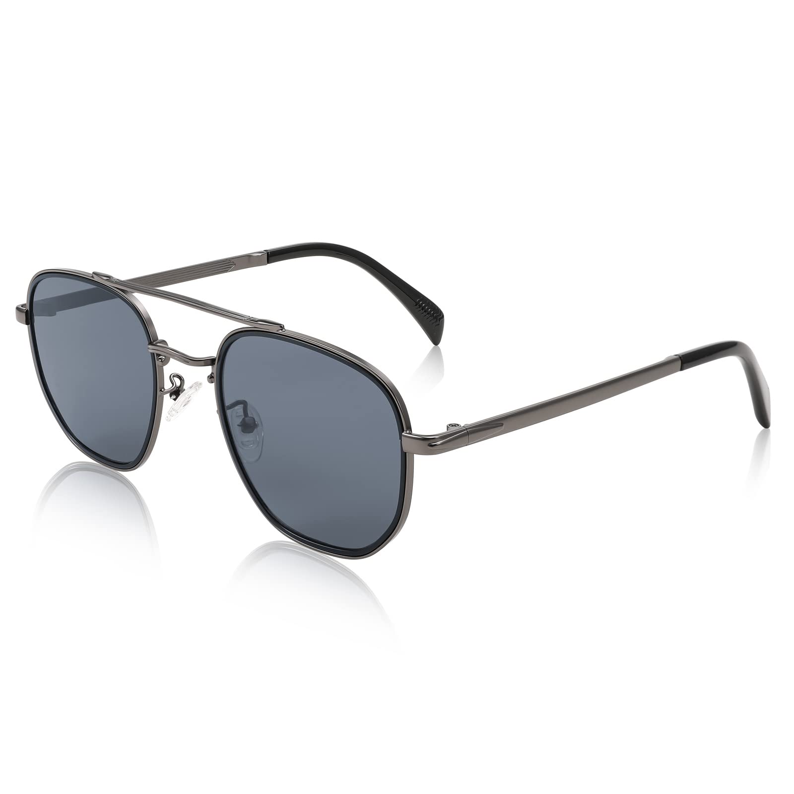 FEISEDYWomen Men Square Pilot Sunglasses Gradient Lens Retro Small Metal Shades B2953