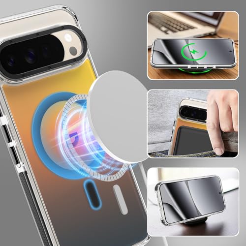 Image of Magnetic Case for Google Pixel 10 Pro XL [Compatible with Magsafe] [Cute Fashion Fluorescent Design] Shockproof Slim Translucent Matte Case for Pixel 10 Pro XL 6.8 inch, Black