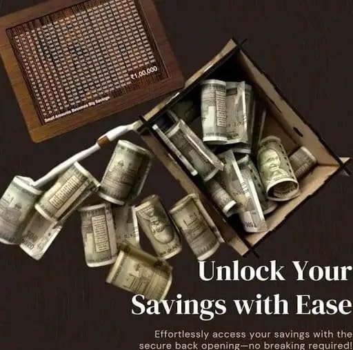 Image of Wooden Money /Piggy Bank, Money Box, Coin Box with Carved Design for Kids, Savings Challenge Box,Cash Vault Wooden Savings Box, Coin Piggy Bank,Money Save Box Smash, Money Saver (Black) RH MBOX 191