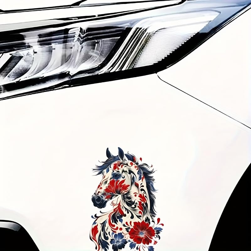 SLGIFT Floral Horse Vinyl Decal Sticker, Multicolor, 17.78cm, for Car Laptop Bottle Truck Phone Motorcycle Window Wall Cup, Waterproof Peel and Stick 1